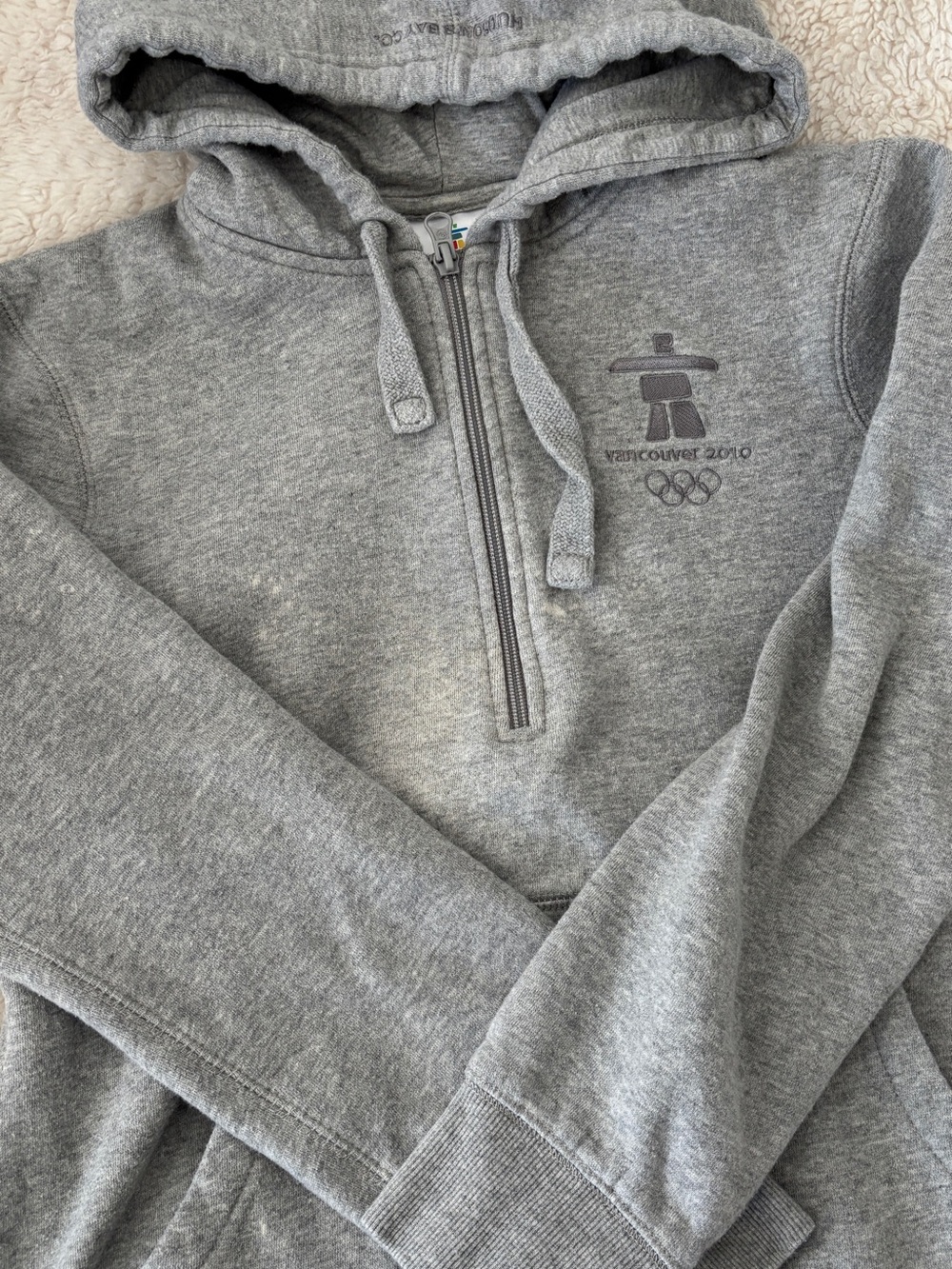 Patagonia Gray Half-Zip Hoodie with Vancouver 2010 Emblem